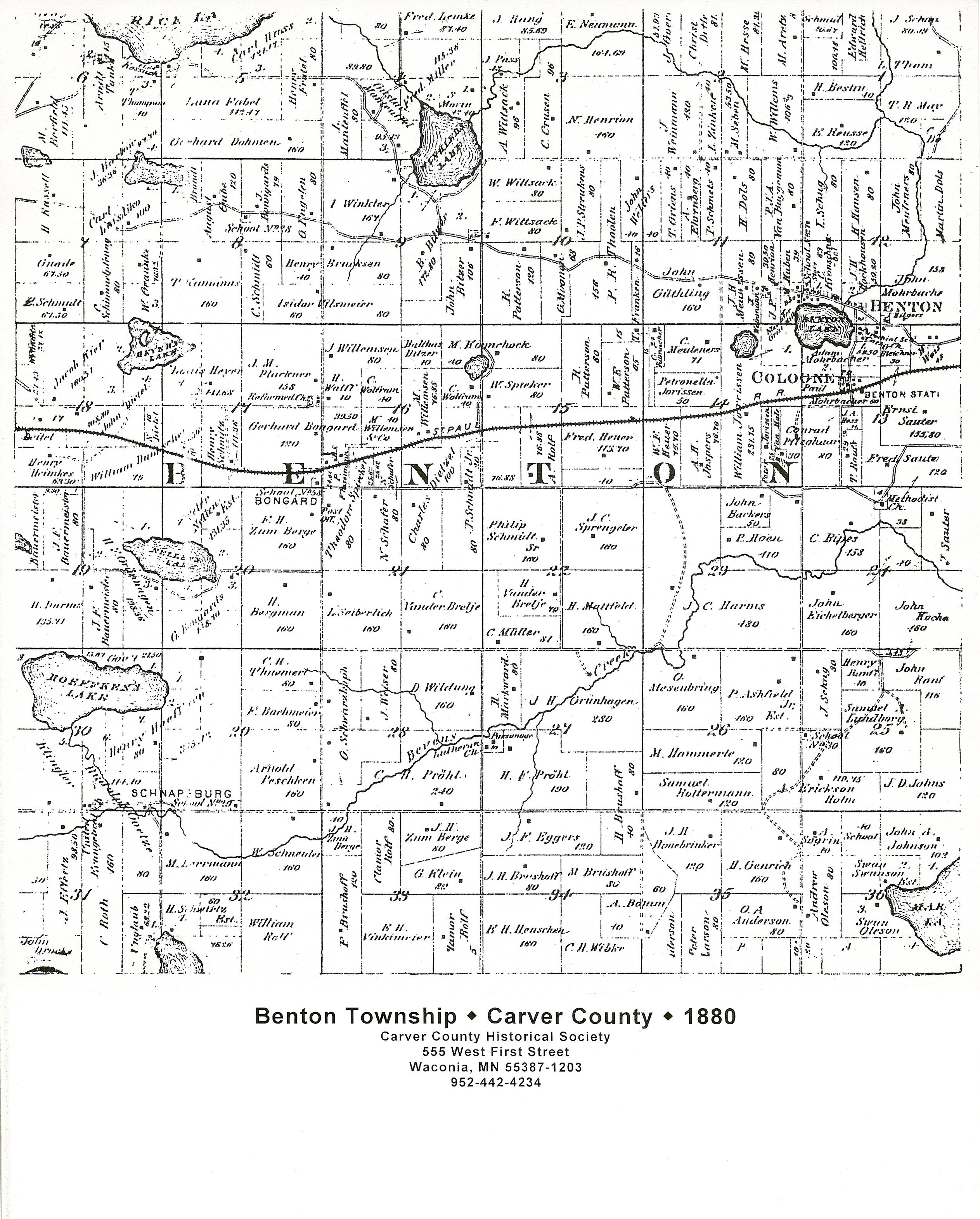 Standard map of Carver County, Minnesota. St. Paul : Minnesota Map Publishing Co., 1913