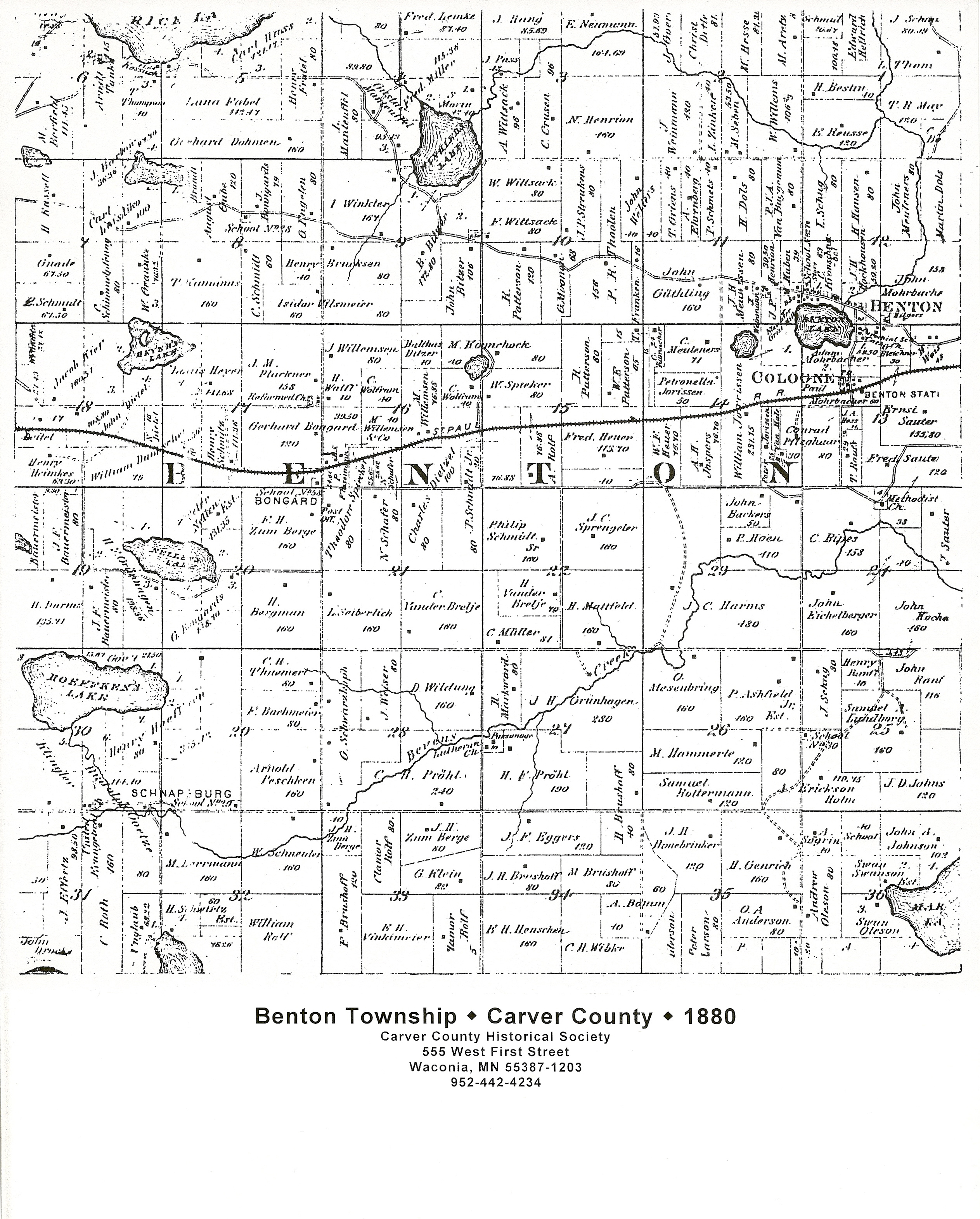 Standard map of Carver County, Minnesota. St. Paul : Minnesota Map  Publishing Co., 1913